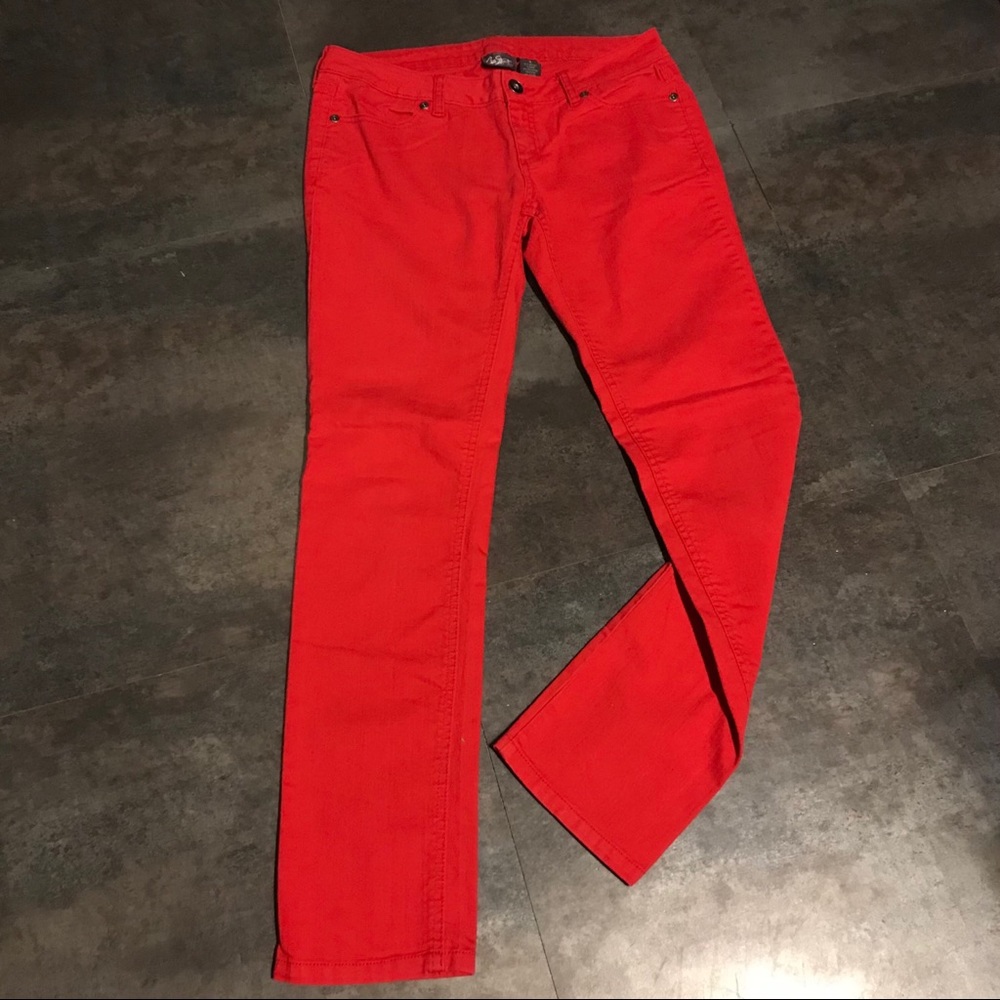 City Street Bright Red Skinny Jeans size 9